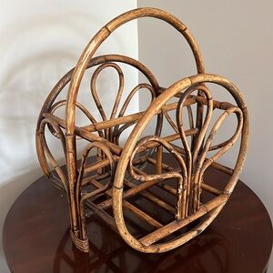 Midcentury Rattan Bamboo Magazine Rack